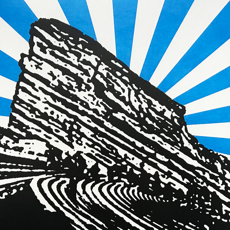 Limited Edition Limited Edition Red Rocks Art Poster - Blue Starburst - 13x19"
