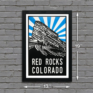 Limited Edition Limited Edition Red Rocks Art Poster - Blue Starburst - 13x19"