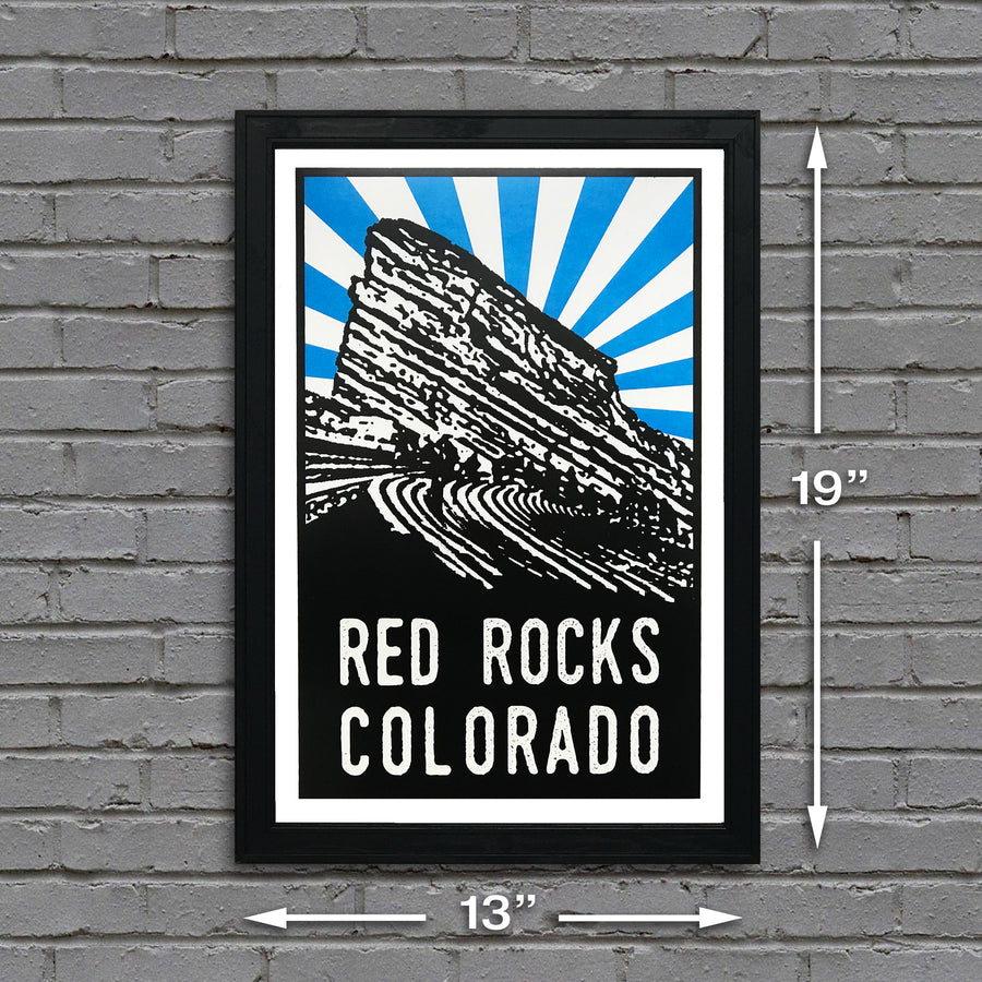 Limited Edition Limited Edition Red Rocks Art Poster - Blue Starburst - 13x19"