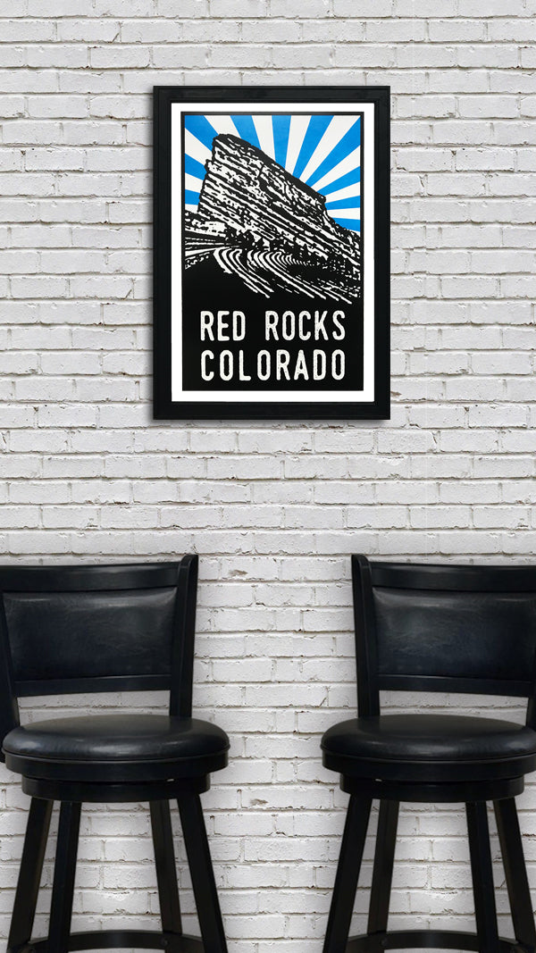 Limited Edition Limited Edition Red Rocks Art Poster - Blue Starburst - 13x19"