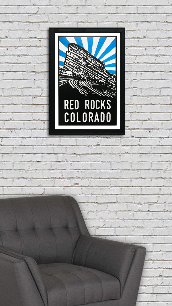 Limited Edition Limited Edition Red Rocks Art Poster - Blue Starburst - 13x19"