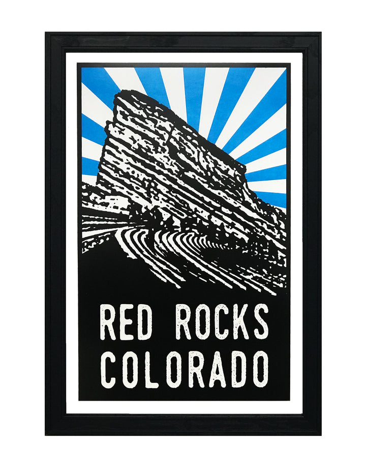 Limited Edition Limited Edition Red Rocks Art Poster - Blue Starburst - 13x19"