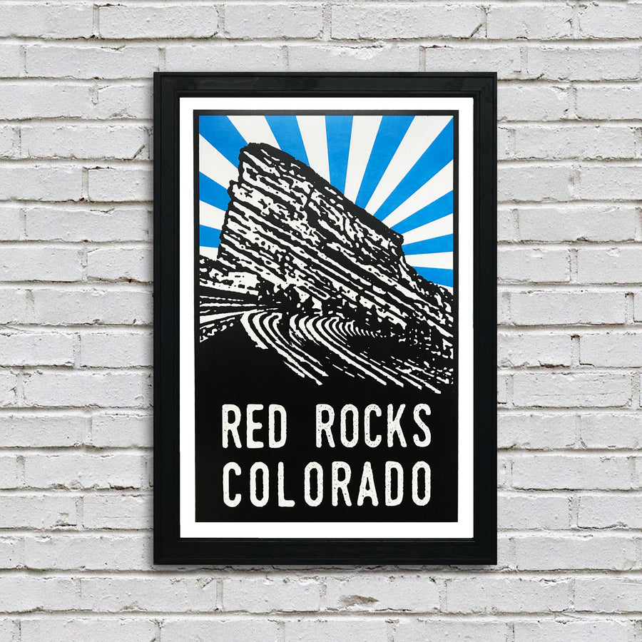 Limited Edition Limited Edition Red Rocks Art Poster - Blue Starburst - 13x19"