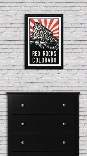 Limited Edition Limited Edition Red Rocks Poster Art - Orange Starburst - 13x19"
