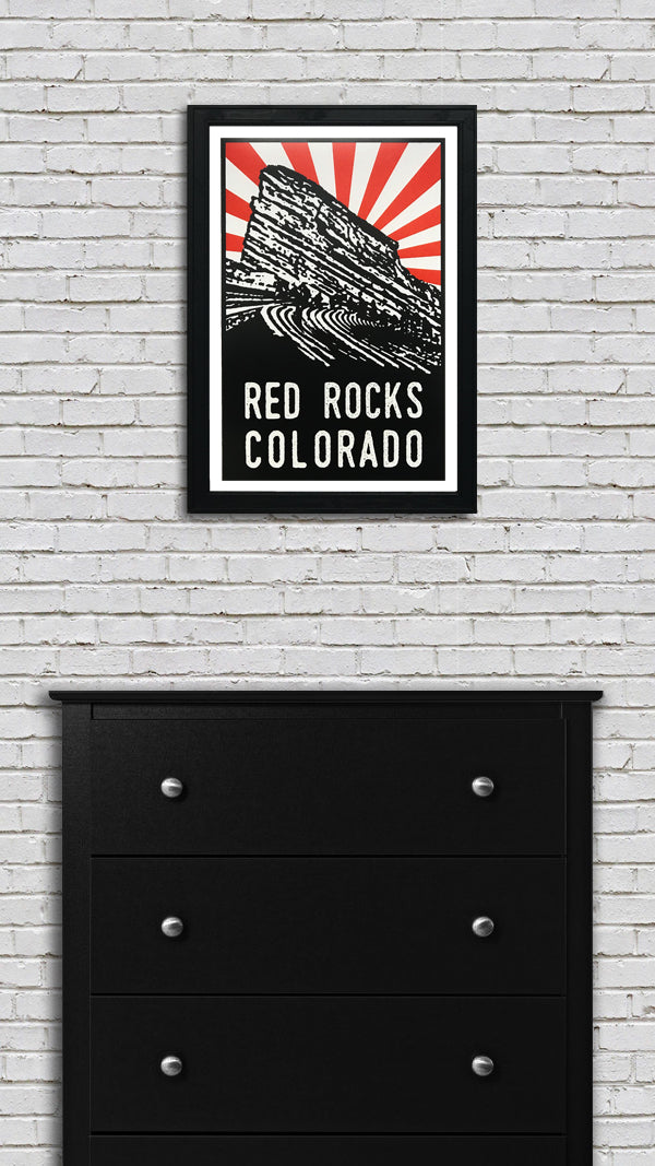 Limited Edition Limited Edition Red Rocks Poster Art - Orange Starburst - 13x19"