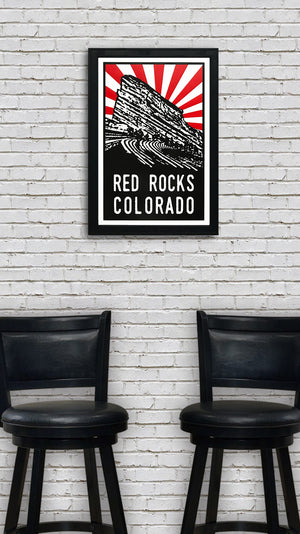 Limited Edition Limited Edition Red Rocks Poster Art - Red Starburst - 13x19"