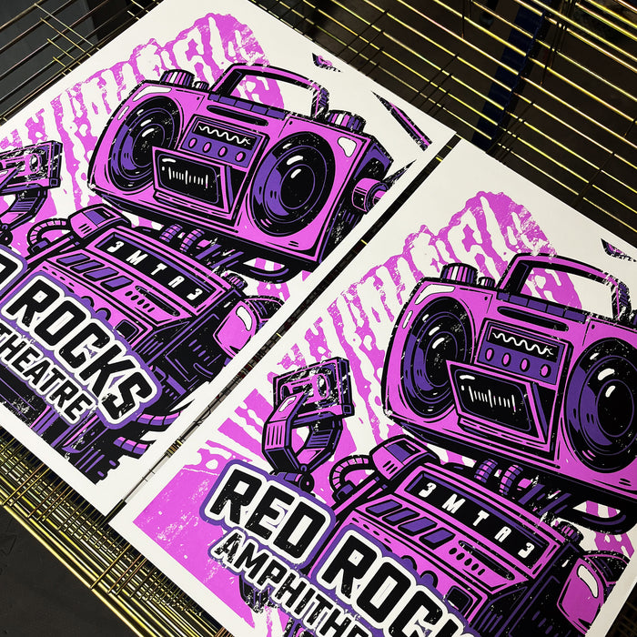 Limited Edition Red Rocks Music Poster Art Print - Boombox Robot Artist Series Featuring John Van Horn - Purple Haze - 13x19"