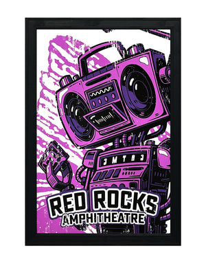 Limited Edition Red Rocks Music Poster Art Print - Boombox Robot Artist Series Featuring John Van Horn - Purple Haze - 13x19"