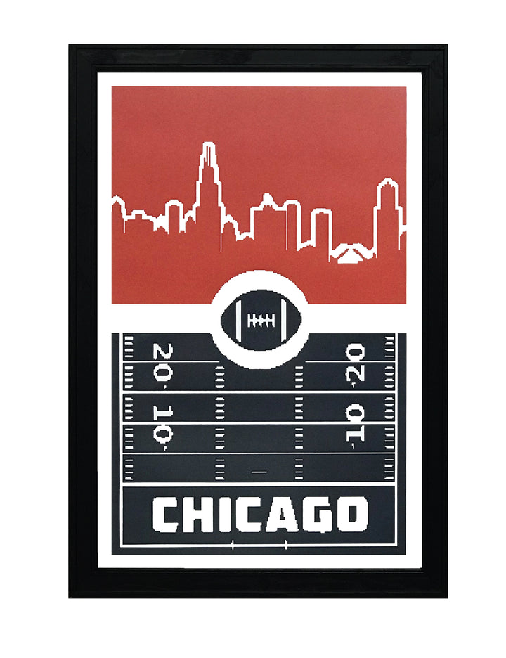 Limited Edition Chicago Bears Poster Art - 8 Bit Retro Print - 13x19"