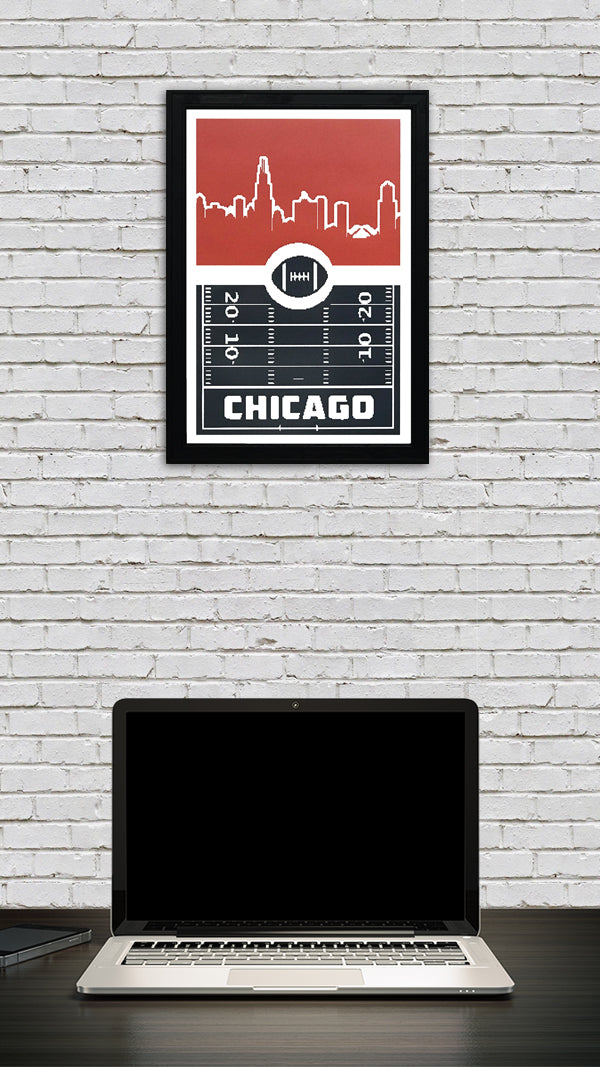 Limited Edition Chicago Bears Poster Art - 8 Bit Retro Print - 13x19"