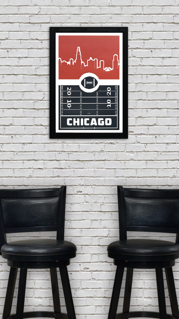 Limited Edition Chicago Bears Poster Art - 8 Bit Retro Print - 13x19"