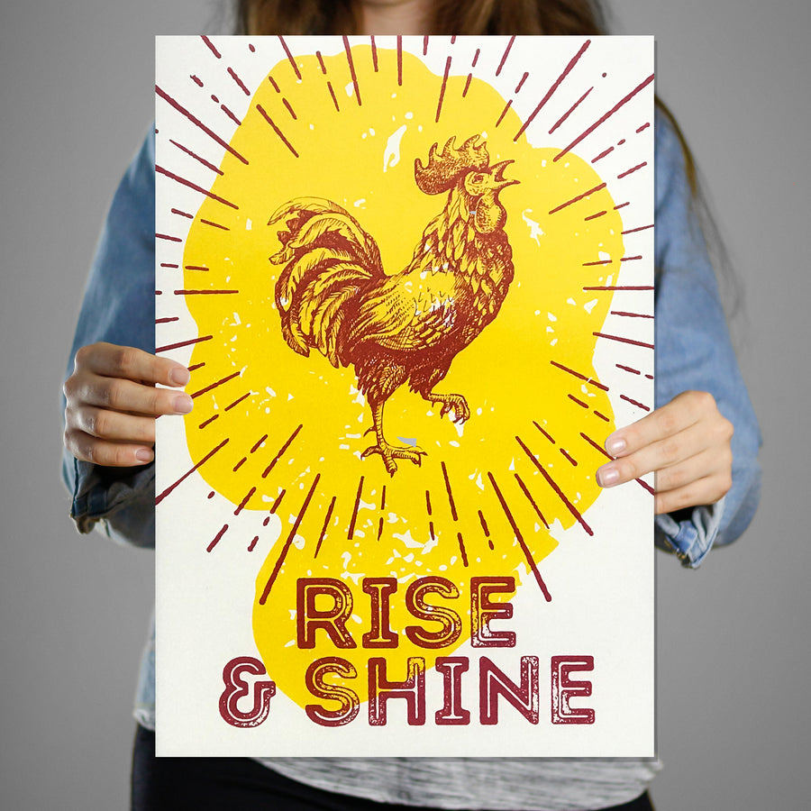 Limited Edition Rise and Shine Poster Art Print Red and Yellow - 13x19"