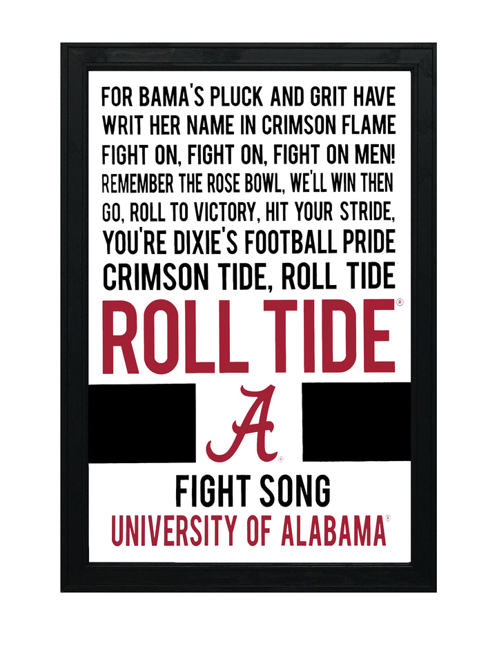 Limited Edition Roll Tide Yea Alabama Fight Song Crimson Tide Poster Art - 13x19"