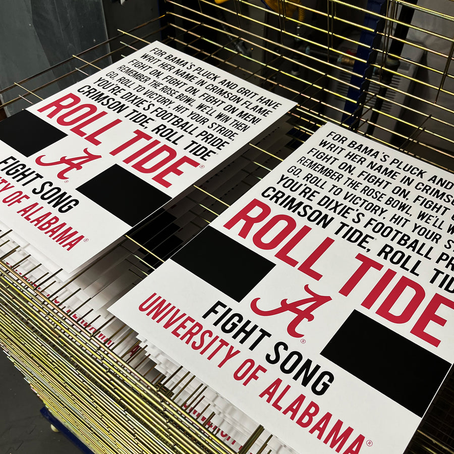 Limited Edition Roll Tide Yea Alabama Fight Song Crimson Tide Poster Art - 13x19"