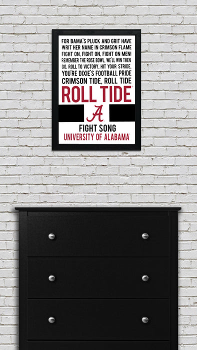 Limited Edition Roll Tide Yea Alabama Fight Song Crimson Tide Poster Art - 13x19"