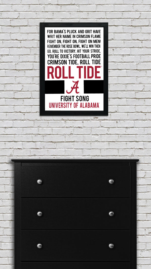 Limited Edition Roll Tide Yea Alabama Fight Song Crimson Tide Poster Art - 13x19"