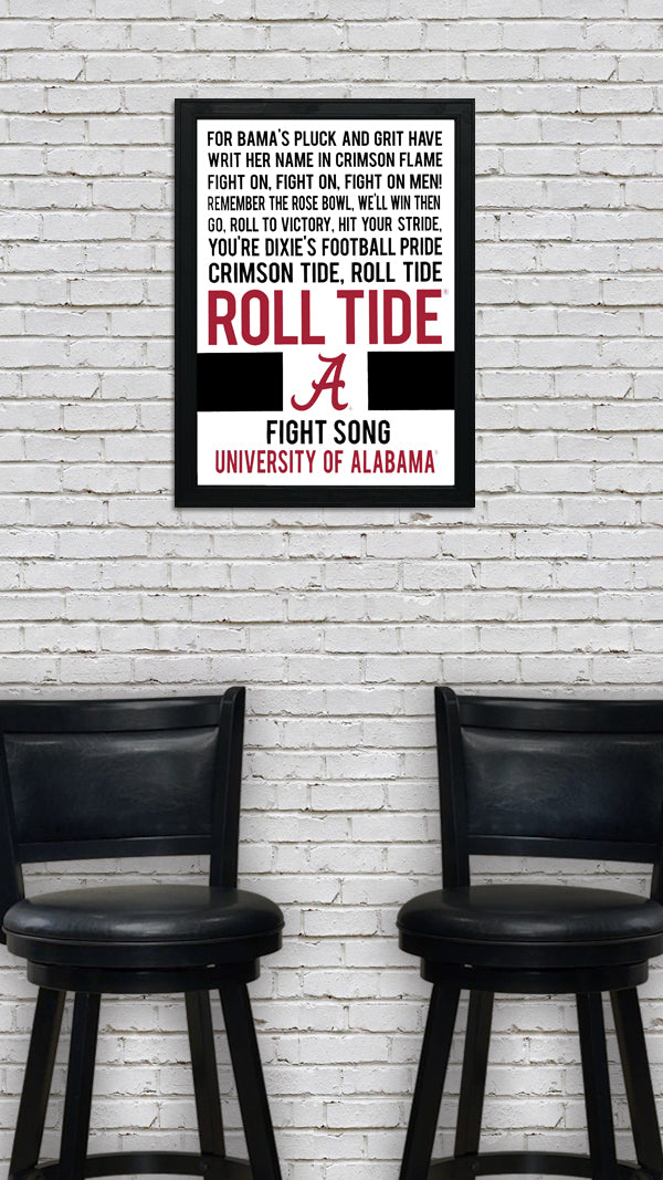 Limited Edition Roll Tide Yea Alabama Fight Song Crimson Tide Poster Art - 13x19"