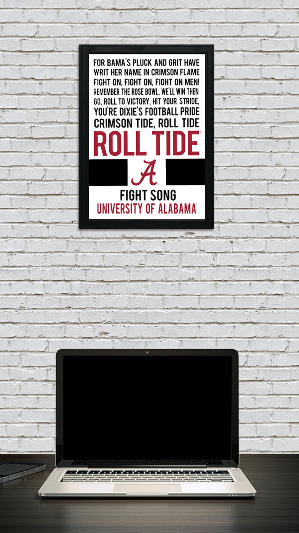 Limited Edition Roll Tide Yea Alabama Fight Song Crimson Tide Poster Art - 13x19"