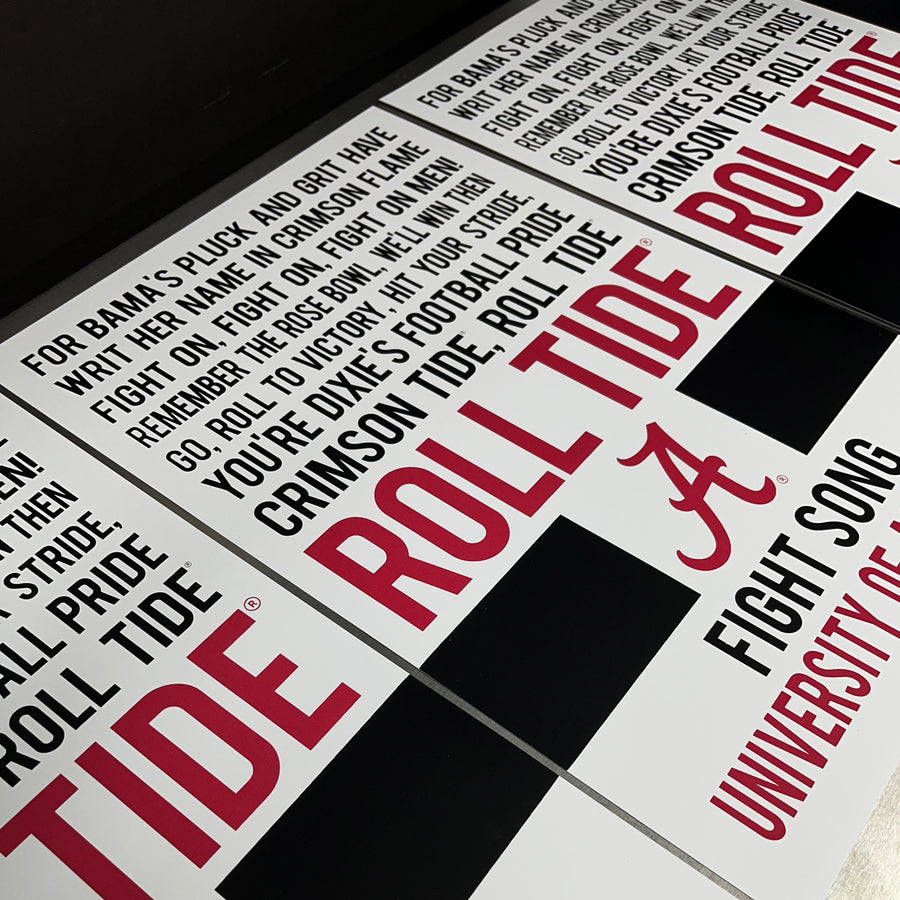 Limited Edition Roll Tide Yea Alabama Fight Song Crimson Tide Poster Art - 13x19"