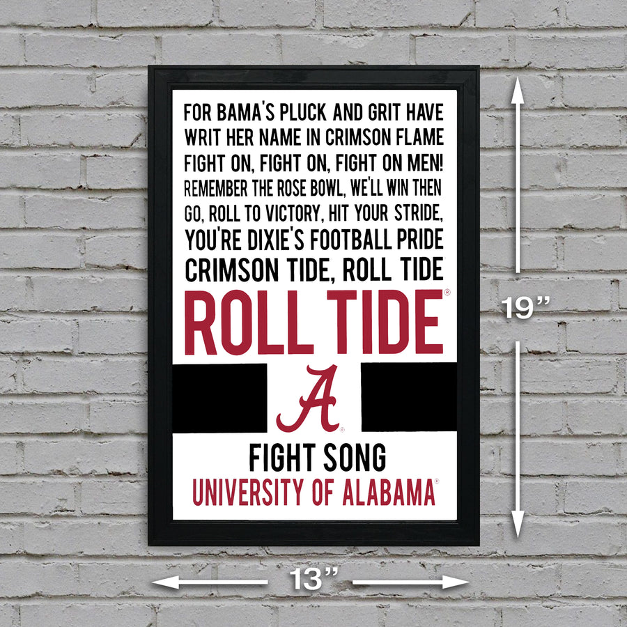 Limited Edition Roll Tide Yea Alabama Fight Song Crimson Tide Poster Art - 13x19"