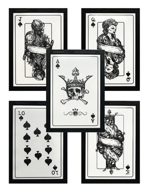 Limited Edition Royal Flush Complete Set Skeleton Card Art Prints / Posters - 13x19"