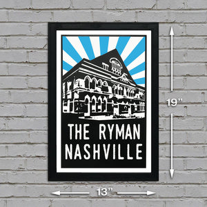Limited Edition Limited Edition The Ryman Auditorium Poster Art Print - Blue Starburst - 13x19"