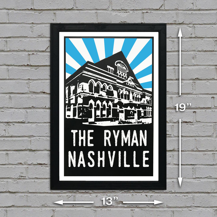 Limited Edition Limited Edition The Ryman Auditorium Poster Art Print - Blue Starburst - 13x19"
