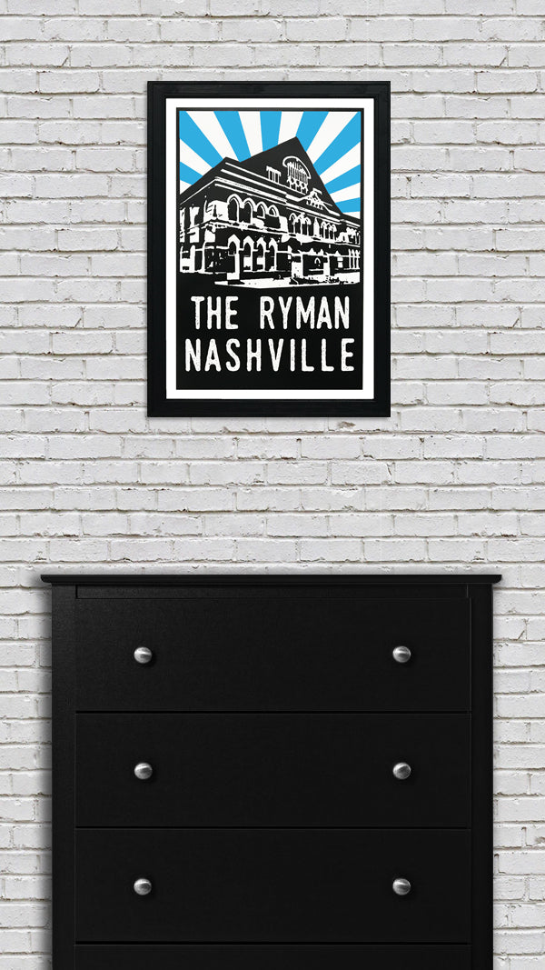 Limited Edition Limited Edition The Ryman Auditorium Poster Art Print - Blue Starburst - 13x19"