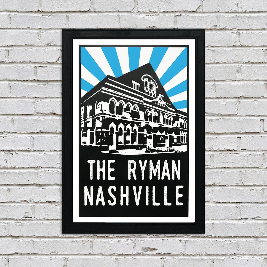 Limited Edition Limited Edition The Ryman Auditorium Poster Art Print - Blue Starburst - 13x19"