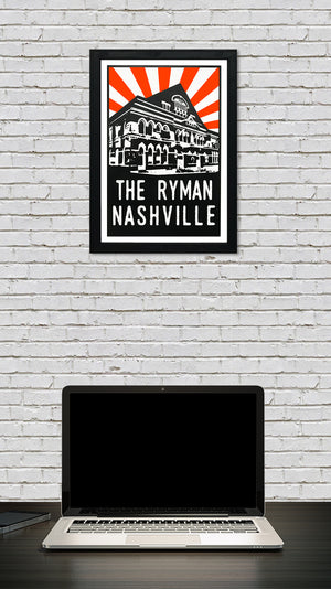 Limited Edition Limited Edition The Ryman Auditorium Poster - Orange Starburst - 13x19"