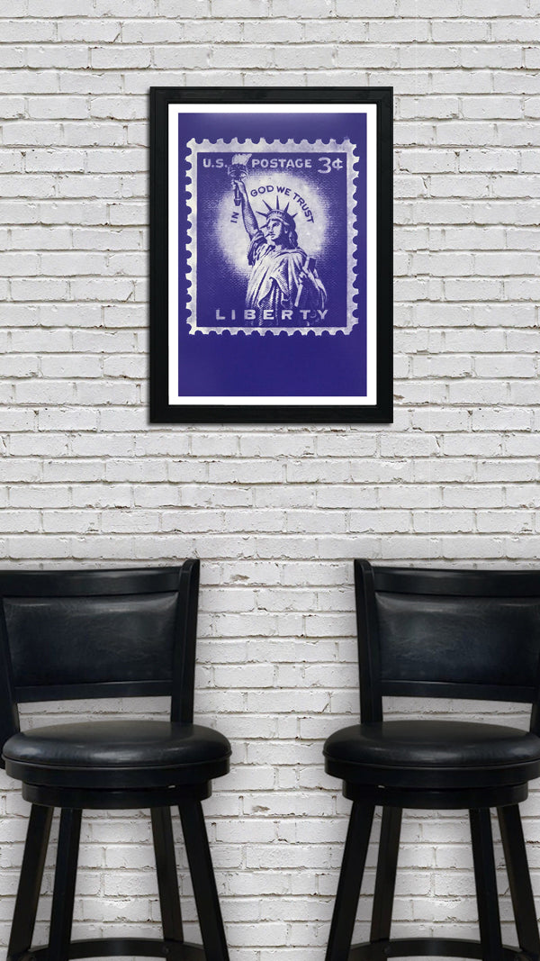 Limited Edition Statue of Liberty Poster - Postage Stamp Art - 13x19"