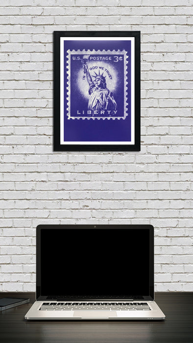 Limited Edition Statue of Liberty Poster - Postage Stamp Art - 13x19"
