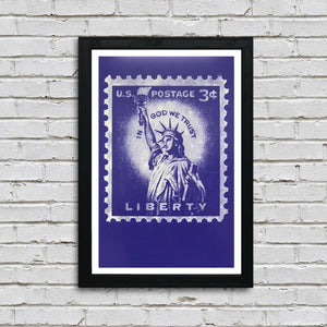 Limited Edition Statue of Liberty Poster - Postage Stamp Art - 13x19"