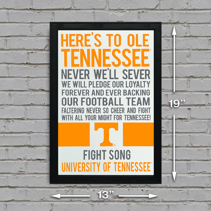 Limited Edition Tennessee Volunteers Fight Song - Down The Field Tennessee Vols Poster Art - 13x19"