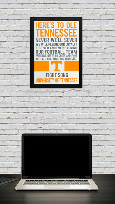Limited Edition Tennessee Volunteers Fight Song - Down The Field Tennessee Vols Poster Art - 13x19"