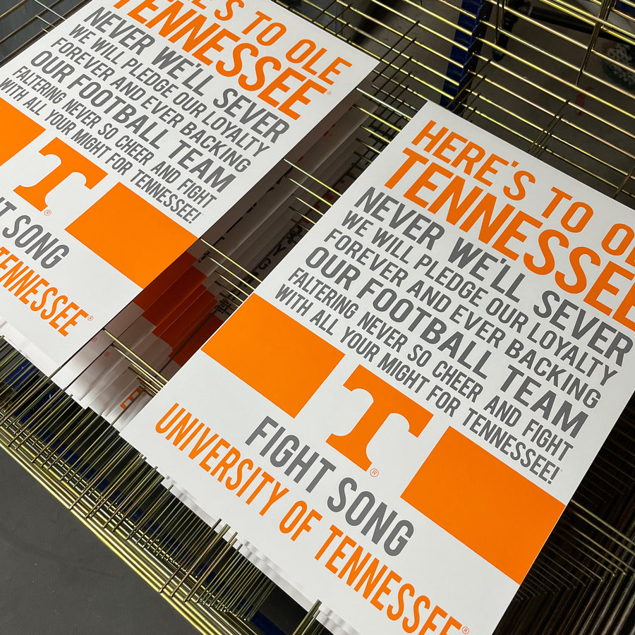 Limited Edition Tennessee Volunteers Fight Song - Down The Field Tennessee Vols Poster Art - 13x19"