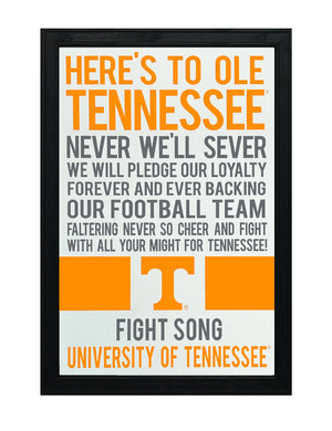 Limited Edition Tennessee Volunteers Fight Song - Down The Field Tennessee Vols Poster Art - 13x19"