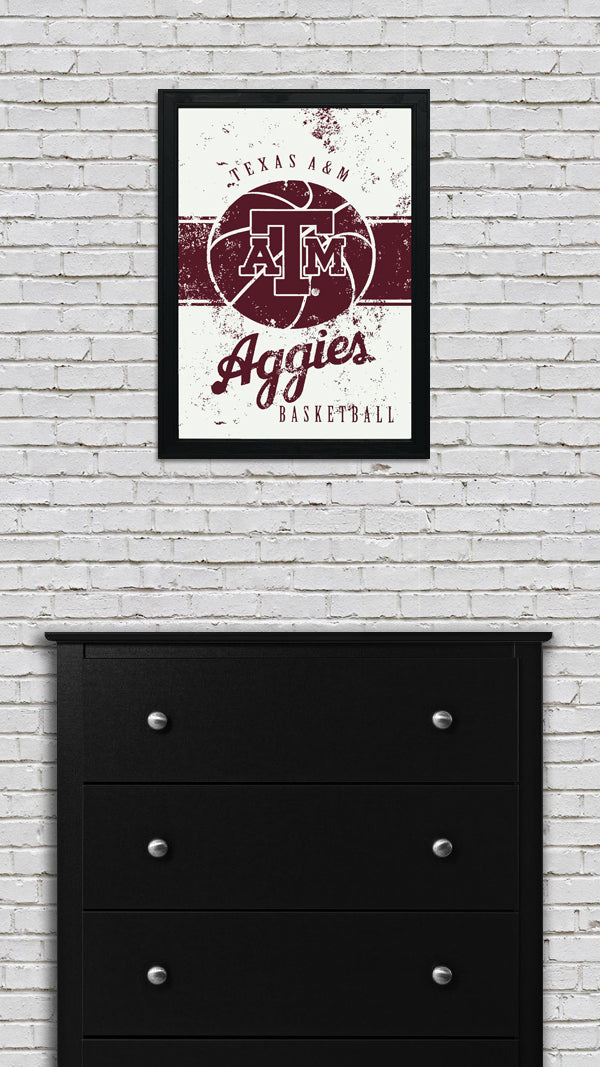 Limited Edition Texas A&M Aggies College Basketball Poster Art - 13x19"