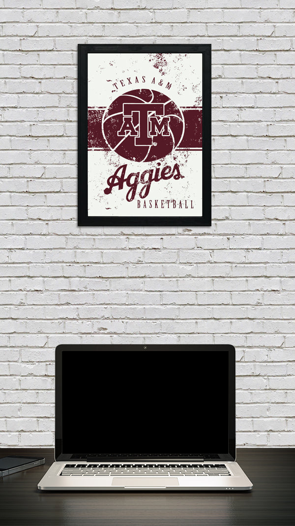 Limited Edition Texas A&M Aggies College Basketball Poster Art - 13x19"