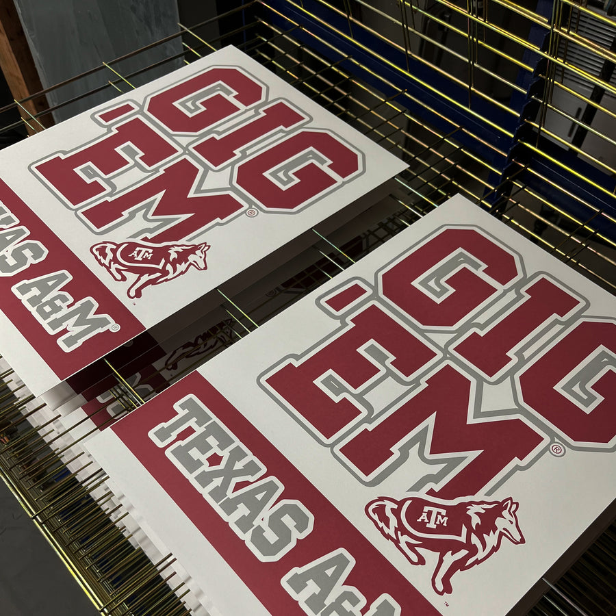 Limited Edition Gig 'Em Texas A&M Aggies Poster - Gifts for A&M Fans - 13x19"