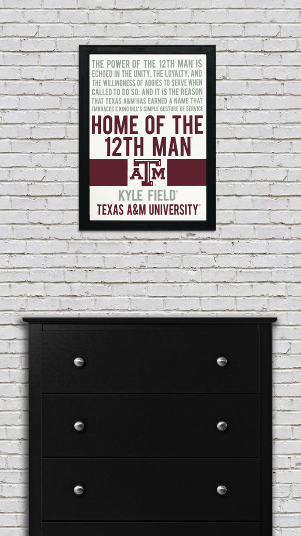 Limited Edition Home of the 12th Man Texas A&M Aggies Poster - 13x19"