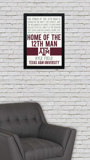 Limited Edition Home of the 12th Man Texas A&M Aggies Poster - 13x19"