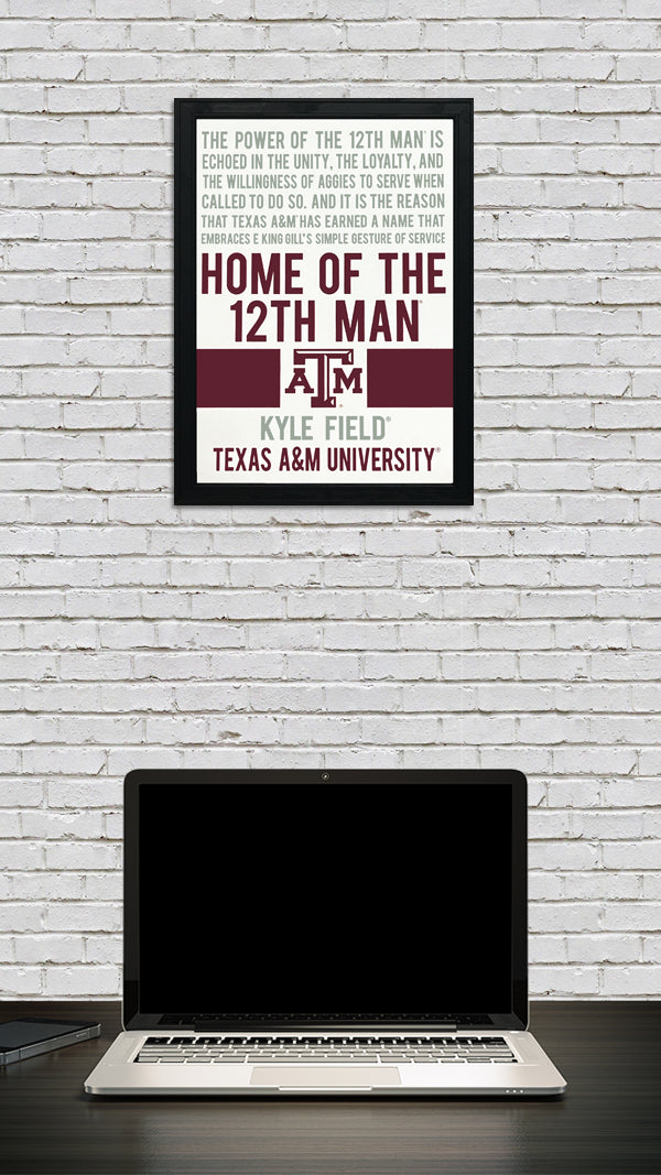 Limited Edition Home of the 12th Man Texas A&M Aggies Poster - 13x19"
