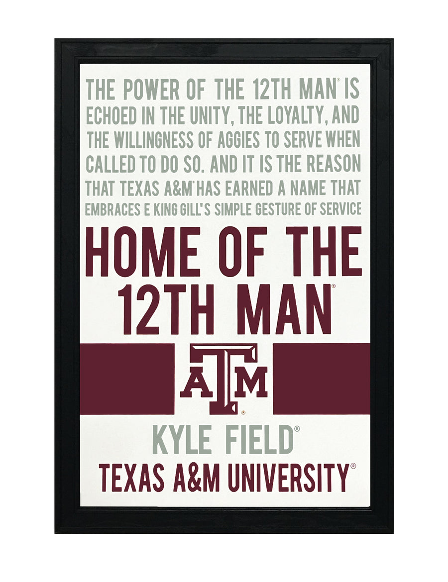 Limited Edition Home of the 12th Man Texas A&M Aggies Poster - 13x19"