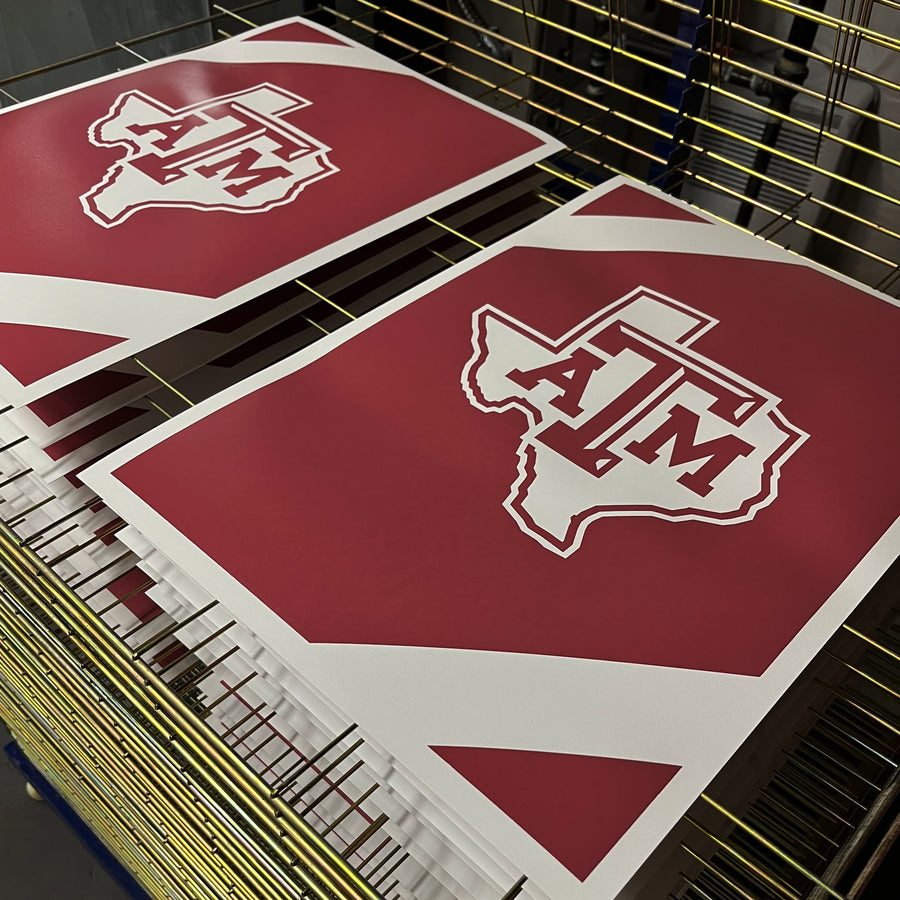 Limited Edition Texas A&M Aggies Logo Poster - Texas A&M State Logo Poster Art - 13x19"