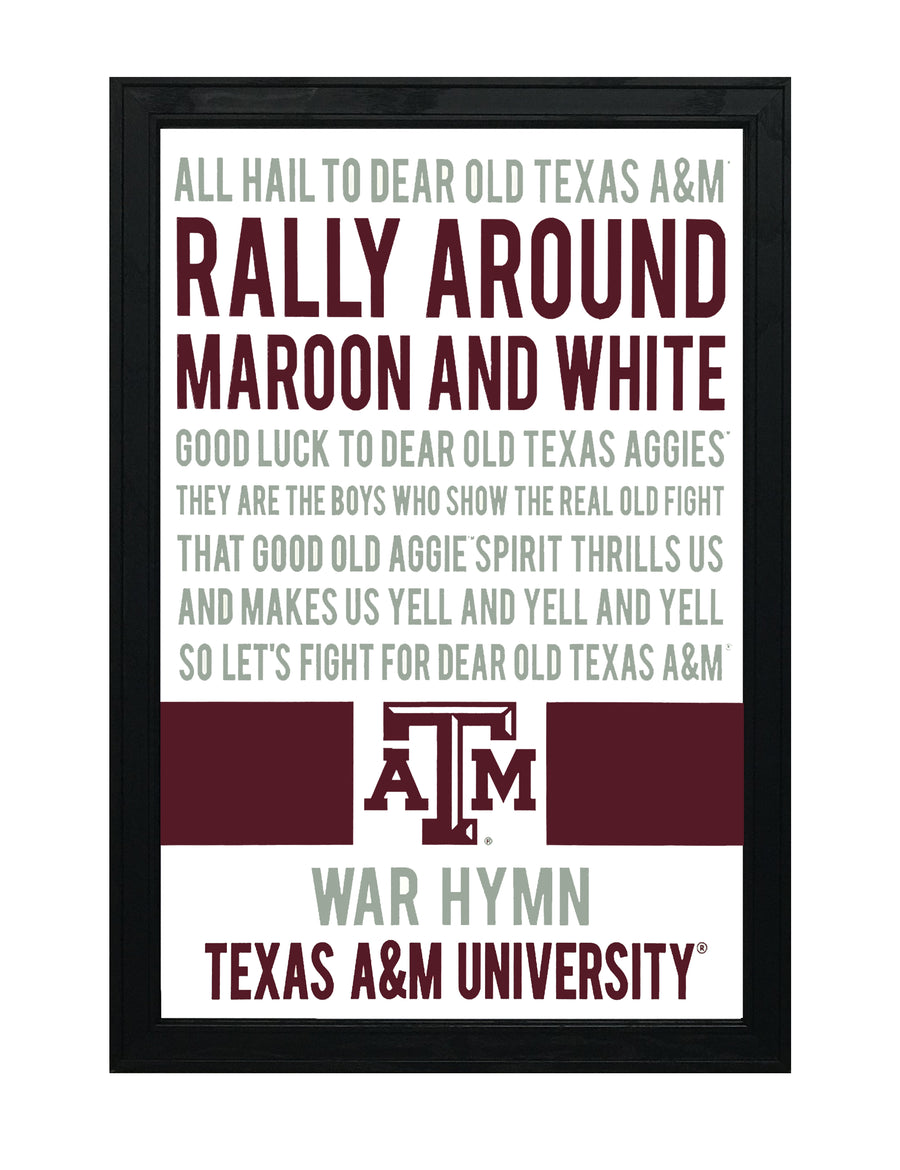Limited Edition Texas A&M Aggies Poster - Aggie War Hymn Poster Art - 13x19"