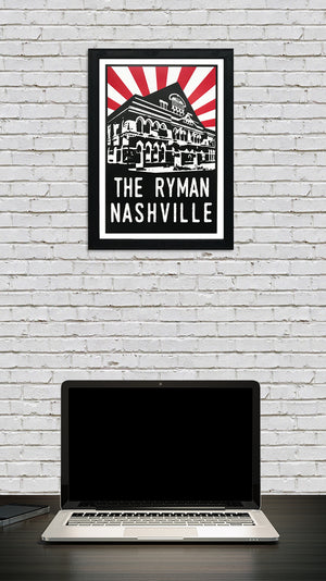 Limited Edition Limited Edition The Ryman Auditorium Art Poster - Red Starburst - 13x19"
