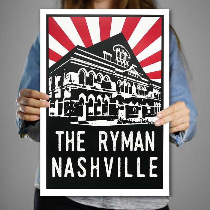 Limited Edition Limited Edition The Ryman Auditorium Art Poster - Red Starburst - 13x19"