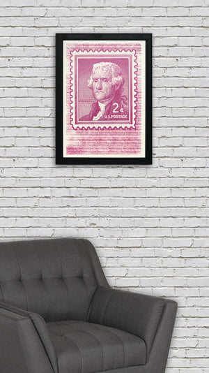 Limited Edition Thomas Jefferson Poster - Postage Stamp Art - 13x19"
