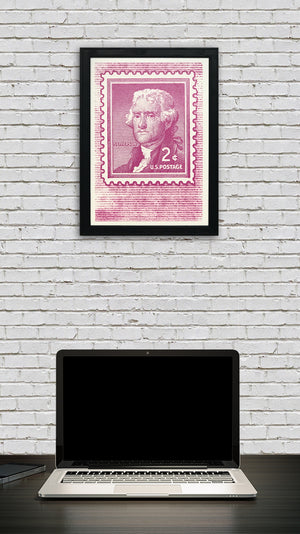 Limited Edition Thomas Jefferson Poster - Postage Stamp Art - 13x19"